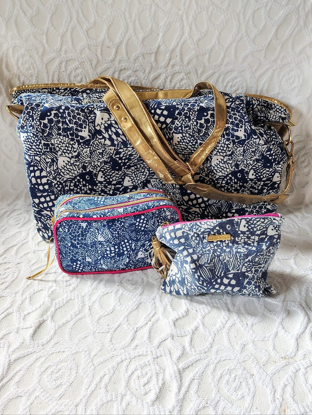 Lilly Pulitzer Lot Of 3 Weekender Bag Cosmetic Bags